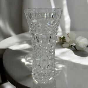 VTG Lausitzer East German GDR 24% Lead Oxide Crystal Clear Heavy Cut Glass Vase